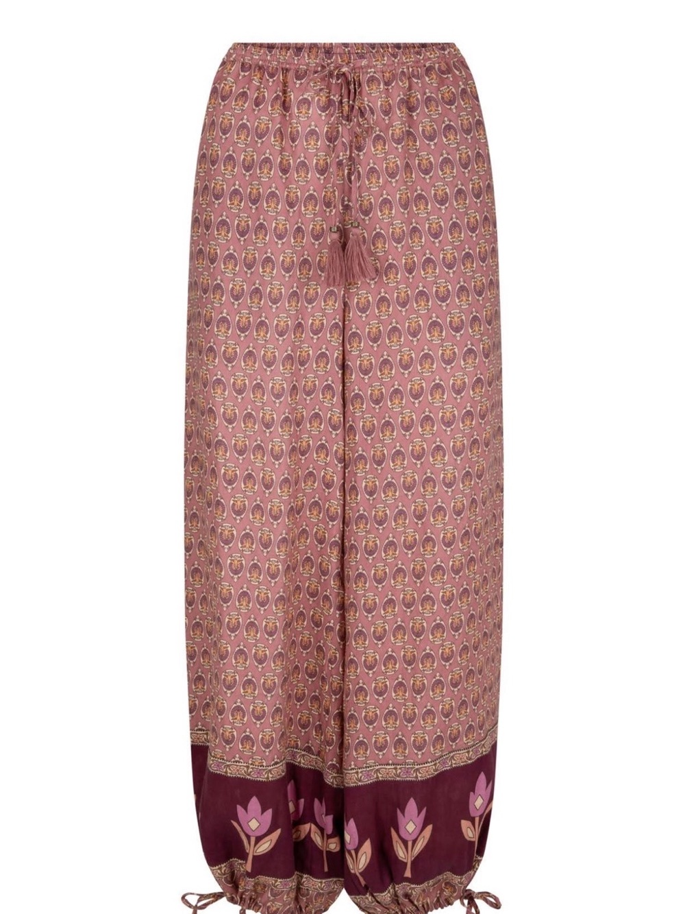 Spell Chateau Adjustable Harem Pants Grape Linen Boho Size L NWT